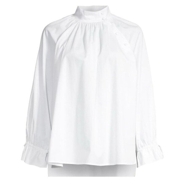 Harshman 3X Bianca Band Collar Cotton Poplin Blouse NWT MSRP $192 - Picture 1 of 11